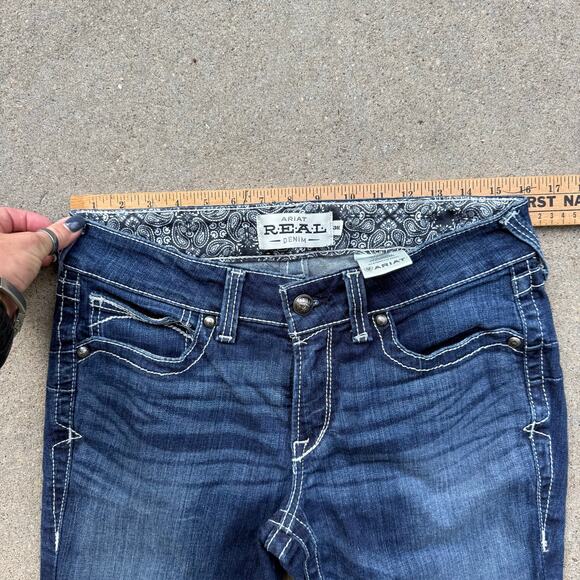 Ariat 30L Mid Rise Stackable Straight Icon Blue Jeans 10017216 - Picture 6 of 8